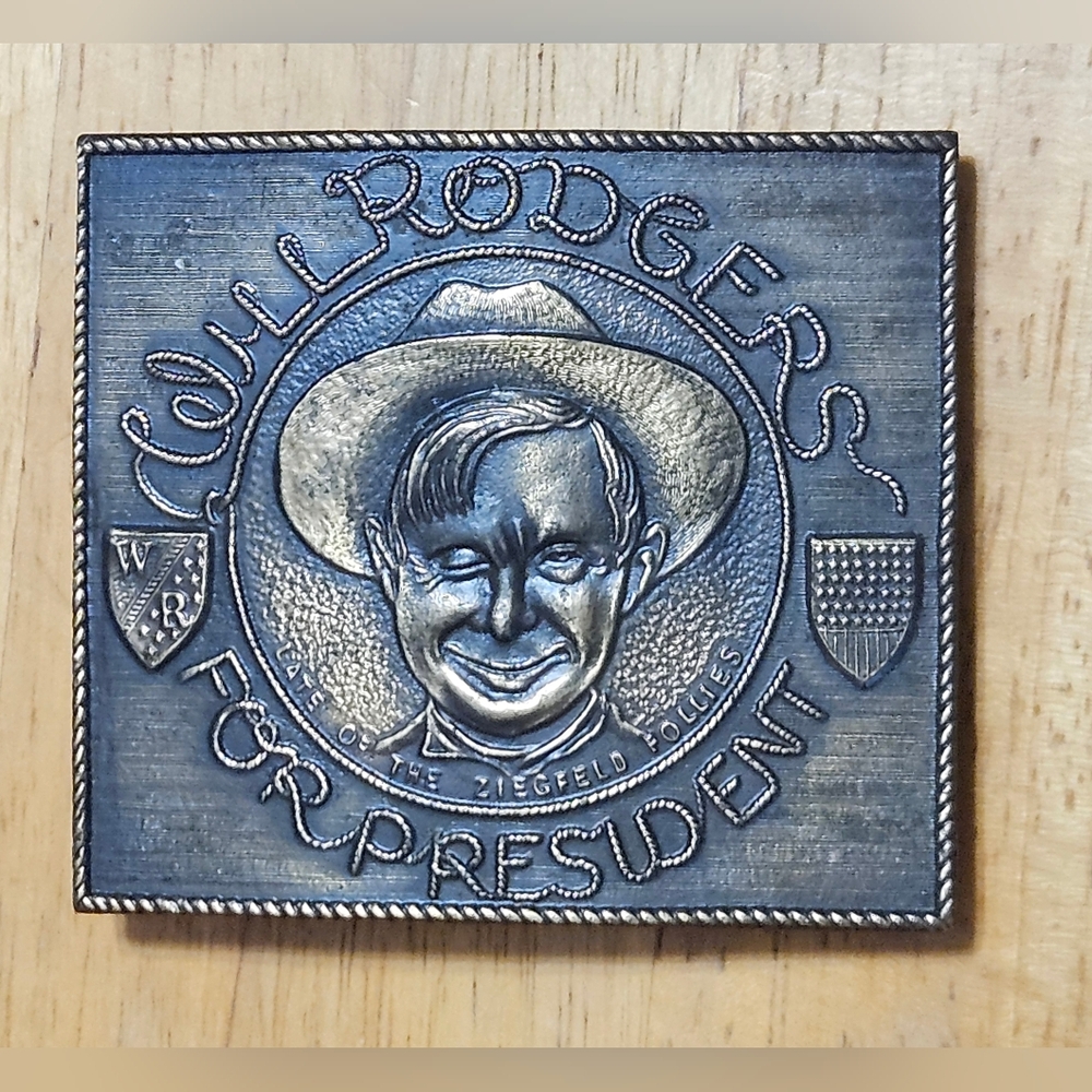 Will Rogers Presidential Metal Belt Buckle